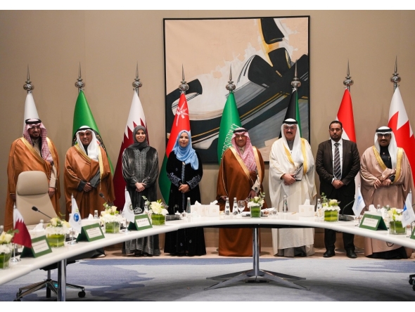 Minister of Education and Higher Education H E Lolwah bint Rashid bin Mohammed Al Khater with Their Excellencies Ministers of Education from the GCC countries.