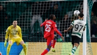 Sporting Lisbon's Colombian forward #97 Luis Suarez celebrates scoring his second goal during the UEFA Champions League league phase day 7 football match between Sporting CP and Paris Saint Germain at Jose Alvalade stadium in Lisbon on January 20, 2026. (Photo by FILIPE AMORIM / AFP)