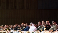 Deputy Prime Minister and Minister of State for Defence Affairs H E Sheikh Saoud bin Abdulrahman bin Hassan Al-Thani with top military officials from Qatar and abroad attending the conference. 