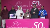 Head of QREC Racing Operations Rashid Saed Adiba presented the Mesaieed Cup to the winners. PIC: JUHAIM/QREC