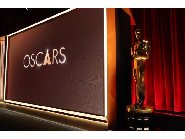 Oscar statues adorn the stage before the start of the 98th Academy Awards nominations announcement at the Samuel Goldwyn Theatre in Beverly Hills, California, January 22, 2026. (Photo by VALERIE MACON / AFP)