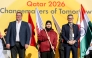 Managing Director of Shell Companies Qatar, Rob Maxwell (right) with other officials and students at the event.