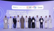 Minister of State for Energy Affairs, H E Engineer Saad bin Sherida Al Kaabi and Managing Director and CEO of Nebras Energy, Engineer Mohammed bin Nasser Al Hajri with other officials.