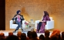 QatarDebate Ambassador and a student at Georgetown University in Qatar Moza Al-Hajri in conversation with President of the World Bank Group Ajay Banga.