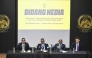 Asian football confederation (AFC) general secretary Windsor John (2nd R) talks as his deputy Vahid Kardany (R), Malaysian football association's (FAM) acting president Yusoff Mahadi (2nd L) and FAM's secretary general Noor Azman Rahman (L) listen during a press conference at the FAM's headquarters in Kuala Lumpur on January 28, 2026. (Photo by Mohd Rasfan / AFP)