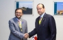 Advisor to the Prime Minister and the Official Spokesperson of the Ministry of Foreign Affairs Dr. Majed bin Mohammed Al Ansari with the Minister of Foreign Affairs of the Republic of Panama, HE Javier Martinez-Acha,