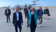 The new head of the United States diplomatic mission for Venezuela Laura Dogu (C) walking upon arrival to Maiquetia International Airport, La Guaira state, Venezuela on January 31, 2025. (Photo by Handout / US Embassy / Venezuela Affairs Unit / AFP)