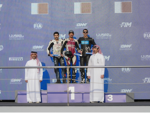Abdulla Al Qubaisi, Mashel Al Naimi and Essa Al Mutawa on the podium.
