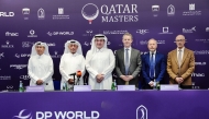 FROM LEFT: QGA Board Member Mohammed Faisal Al Naimi, QGA General Secretary Fahad Nasser Al Naimi, QGA President Hamad Al Mana, Head of Middle East for the DP World Tour Tom Phillips, DP World Tour Senior Tournament Director Mikael Eriksson and QGA Technical Director Mike Shoueiry at a press conference.    