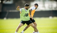 Al Sadd's Hassan Al Haydos (left) and Paulo Otavio during a training session. 