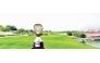The Qatar Masters winner’s Mother of Pearl Trophy on display at Doha Golf Club.