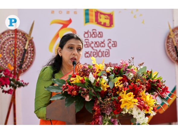 Ambassador of Sri Lanka H E Roshan Sithara Khan Azard speaking during the Sri Lankan National Day celebrations. PicS: Salim Matramkot/The Peninsula