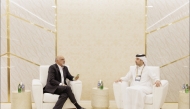 GCO Director H E Sheikh Jassim bin Mansour bin Jabor Al-Thani meeting Senior Fellow at Mastercard, Raja Rajamannar in Doha.  