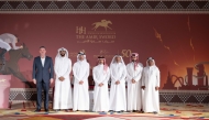QREC’s Acting Chief Executive Officer Bader bin Mohammed Al Darwish, Deputy Chief Executive Officer Ahmed Al Sheebani and Racing Manager Abdulla Al Kubaisi along with other officials pose for a group photo. PIC: Juhaim/QREC 