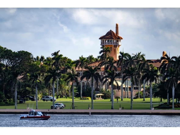 A view of the Mar-a-Lago Club in Palm Beach, Florida, on November 8, 2024, seen from across the water in West Palm Beach, Florida. Photo by Jim WATSON / AFP