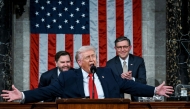 US President Donald Trump delivers the first State of the Union address of his second term to a joint session of Congress in the House Chamber of the United States Capitol in Washington, DC, on February 24, 2026. (Photo by Kenny Holston / Pool / AFP)