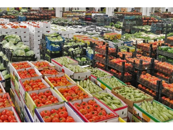 A view of the agricultural produce at the market. 