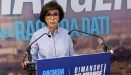 Right-wing Les Republicains (LR) party candidate in Paris, Rachida Dati delivers a speech in Paris on March 15, 2026. (Photo by Thomas Samson / AFP)