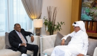 Director General of Qatar Press Centre Sadiq Mohammed Al-Amari and Ambassador of Sudan to Qatar H E Badreddine Abdullah Mohammed Ahmed during a meeting at QPC headquarters.