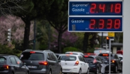 This photograph taken on April 3, 2026, shows the prices per litre for diesel fuel at a petrol station in Toulouse, southwestern France. (Photo by Lionel Bonaventure / AFP)