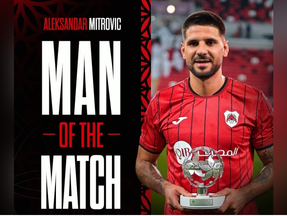 Aleksandar Mitrovic with the Man of the Match award.