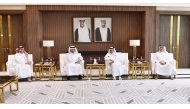 Chairman of Qatar Tourism H E Saad bin Ali Al Kharji, Chairman of Qatar Chamber Sheikh Khalifa bin Jassim Al Thani with other officials during the meeting.