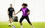 Al Sadd's Akram Afif and Hassan Al Haydos (left) train ahead of the match against Al Hilal SFC.
