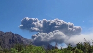 This screen grab made from UGC footage courtesy of X user @SEACHICKEN_1059 taken on April 11, 2026 and made available on April 13 shows Sakurajima, one of Japan's most active volcanoes, erupting in Japan's Kagoshima Prefecture. Photo by Handout / COURTESY OF @SEACHICKEN_1059 / AFP