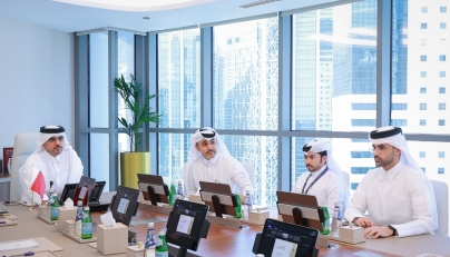 President of the General Tax Authority, Khalifa bin Jassim Al Jaham Al-Kuwari with other officials during the 16th meeting of the Committee of Heads and Directors of Tax Administrations in GCC.