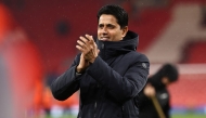 Paris Saint Germain's Qatari president Nasser al-Khelaifi reacts following the UEFA Champions League quarter final, second-leg football match between Liverpool and Paris Saint-Germain at Anfield in Liverpool, north west England on April 14, 2026. (Photo by FRANCK FIFE / AFP)
