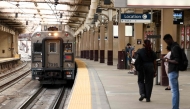 An NJ Transit train bound for New York pulls into Newark Penn Station in Newark, New Jersey on April 17, 2026. (Photo by Charly Triballeau / AFP)