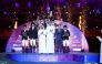 President of Regional Group VII of the International Equestrian Federation Sultan Mohammed Al Yahyai, and Tournament Director Sheikh Talal bin Khalid Al Thani, pose with the podium winners at Al Shaqab. 