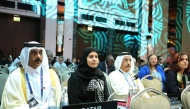 Deputy Speaker of the Shura Council H E Dr. Hamda bint Hassan Al Sulaiti and members of Qatar's delegation during a session of Inter-Parliamentary Union.