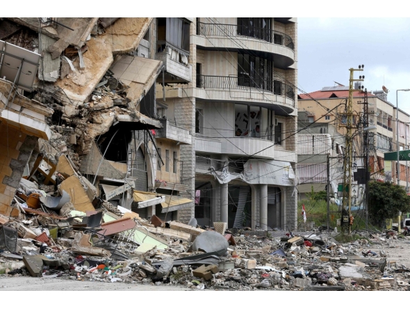 This picture shows the destruction from Israeli strikes in the southern Lebanese city of Nabatieh on April 20, 2026. (Photo by MAHMOUD ZAYYAT / AFP)