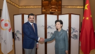 President of the Olympic Council of Asia H E Sheikh Joaan bin Hamad Al Thani during a meeting with State Councillor of the People’s Republic of China H E Shen Yiqin.