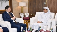 QC Board Member and Head of the Food Security Committee, Mohammed bin Ahmed Al-Obaidli with the Ambassador of Uzbekistan to Qatar, H E Ashraf Khodjaev, during the meeting.