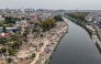 NEPAL-POLITICS-RIGHTS
An aerial view shows squatter settlements demolished by Nepali authorities along the banks of the river Bagmati in Kathmandu on April 25, 2026. (Photo by Prabin Ranabhat / AFP)
