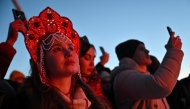 FILES-RUSSIA-UKRAINE-CONFLICT-MOSCOW-CULTURE
Spectators watch the burning of the 'Burning Heart