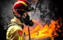 A firefighter works to extinguish a wildfire near Budel, on May 1, 2026 a day after it broke out at a military training ground where a military exercise was taking place. (Photo by ROB ENGELAAR / ANP / AFP)