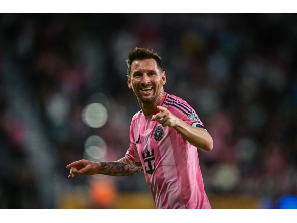 FBL-MLS-INTER MIAMI-ORLANDO SC
Inter Miami's Argentine forward #10 Lionel Messi celebrates a goal during a Major League Soccer (MLS) regular season football match between Inter Miami CF and Orlando City SC at NU Stadium in Miami, on May 2, 2026. 
(Photo by Giorgio Viera / AFP)

