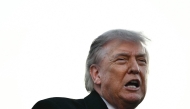 US President Donald Trump speaks with workers who have been painting the Lincoln Memorial Reflecting Pool in Washington, DC, on May 7, 2026. (Photo by Kent NISHIMURA / AFP)