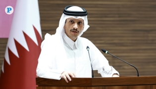 Prime Minister and Minister of Foreign Affairs HE Sheikh Mohammed bin Abdulrahman bin Jassim Al-Thani speaking at the press conference. Pictures by Rajan Vadakkemuriyil / The Peninsula 