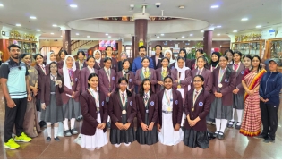 BPS Principal Dr. Anand R Nair, staffs with the school’s girls handball teams.