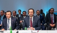 Minister of Municipality H E Abdullah bin Hamad bin Abdullah Al Attiyah with Qatar’s delegation participating in the forum.