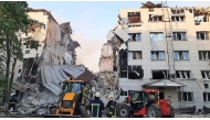 This handout picture released on May 22, 2026 by Leonid Pasechnik, the Moscow-installed head of the Luhansk region of Russian-controlled Ukraine, shows heavily damaged buildings of the Starobilsk professional college of the Luhansk Pedagogical University and its dormitory, following a drone attack in Starobilsk. (Photo by Handout / social media / AFP) 