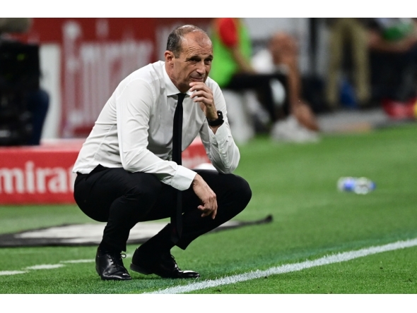 AC Milan's Italian coach Massimiliano Allegri looks on during the Italian Serie A football match between AC Milan and Cagliari at the San Siro Stadium in Milan on May 24, 2026. (Photo by Piero Cruciatti / AFP)