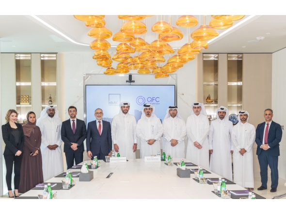 CEO of QFC Mansoor Rashid Al-Khater, Chairman & Founder of HMK Capital Sheikh Hamad Mohammed Khalid Al Thani with other officials during the event.