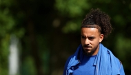 France's defender #2 Malo Gusto arrives for a training session at the national team training grounds in Clairefontaine-en-Yvelines, southwest of Paris, on June 1, 2026, as part of their preparation for the upcoming 2026 FIFA World Cup football tournament. (Photo by FRANCK FIFE / AFP)