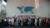 Deputy Speaker of the Shura Council H E Dr. Hamda Al Sulaiti with other attendees during the conference.