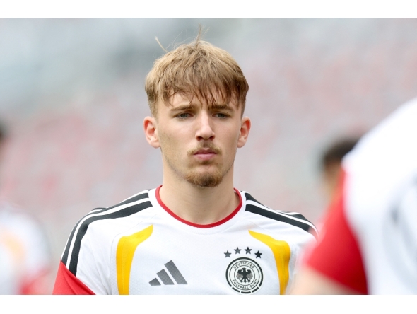 Lennart Karl of Germany looks on during a Team Germany Training session at Soldier Field on June 05, 2026 in Chicago, Illinois. Alexander Hassenstein/Getty Images/AFP